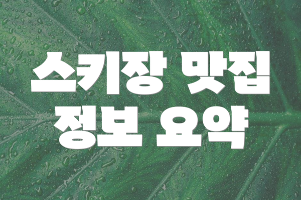 스키장 맛집 정보 요약