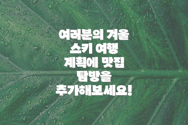 여러분의 겨울 스키 여행 계획에 맛집 탐방을 추가해보세요!