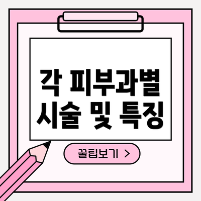 각 피부과별 시술 및 특징