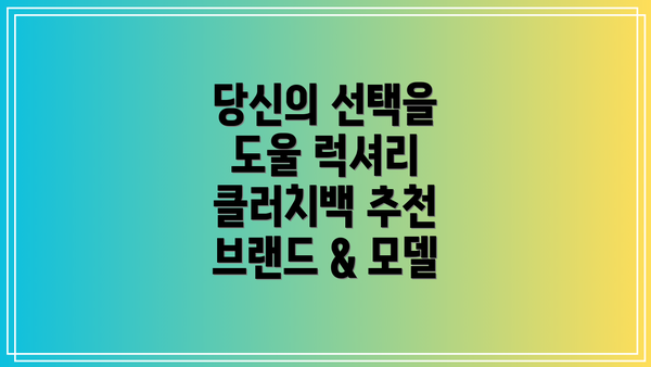 당신의 선택을 도울 럭셔리 클러치백 추천 브랜드 & 모델