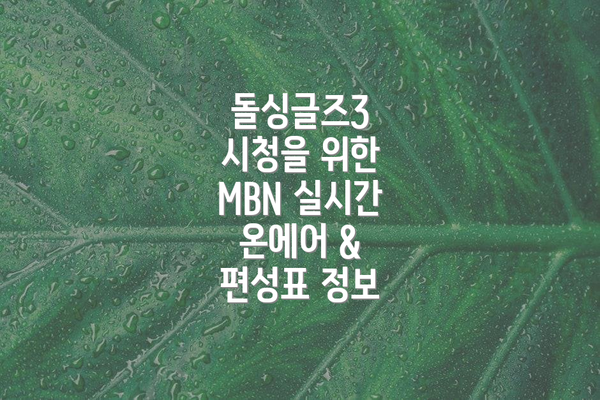 돌싱글즈3 시청을 위한 MBN 실시간 온에어 & 편성표 정보