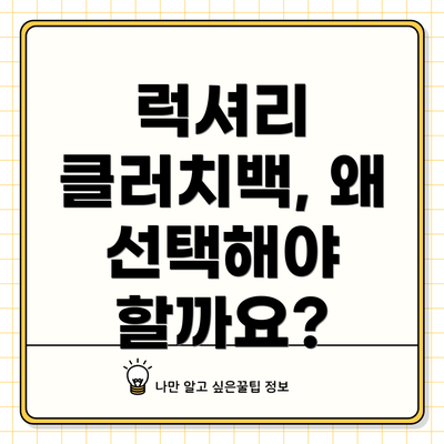 럭셔리 클러치백, 왜 선택해야 할까요?