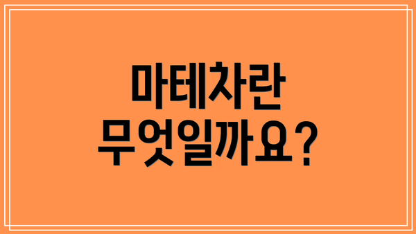 마테차란 무엇일까요?
