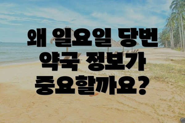 왜 일요일 당번 약국 정보가 중요할까요?