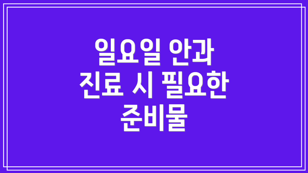 일요일 안과 진료 시 필요한 준비물