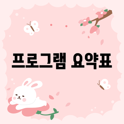 프로그램 요약표