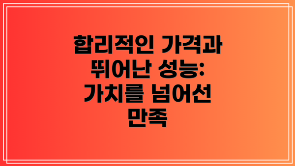 합리적인 가격과 뛰어난 성능: 가치를 넘어선 만족