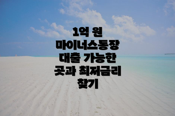 1억 원 마이너스통장 대출: 장점과 단점 비교