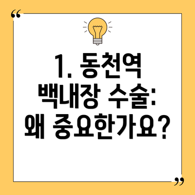 1. 동천역 백내장 수술: 왜 중요한가요?
