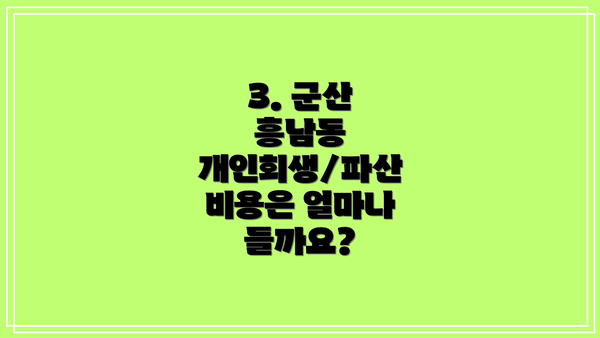 3. 군산 흥남동 개인회생/파산 비용은 얼마나 들까요?