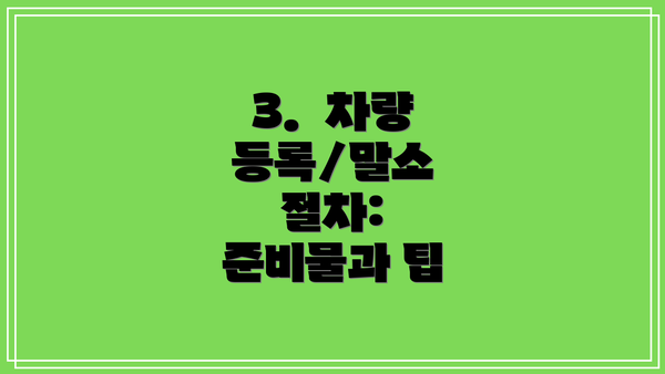 3.  차량 등록/말소 절차:  준비물과 팁