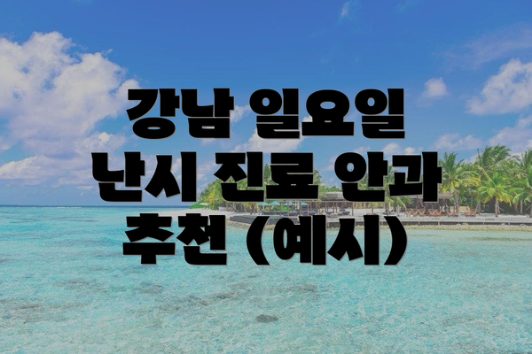 강남 일요일 난시 진료 안과 추천 (예시)