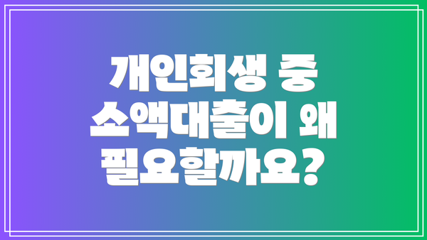개인회생 중 소액대출이 왜 필요할까요?