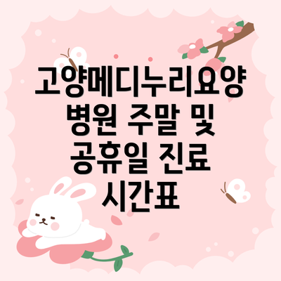고양메디누리요양병원 주말 및 공휴일 진료 시간표