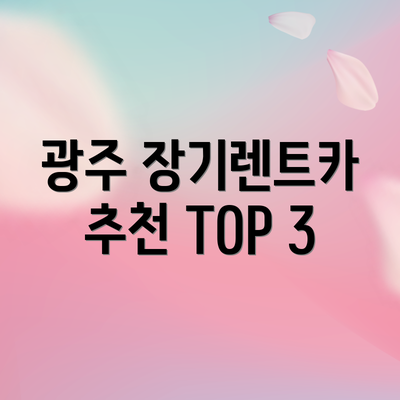 광주 장기렌트카 추천 TOP 3