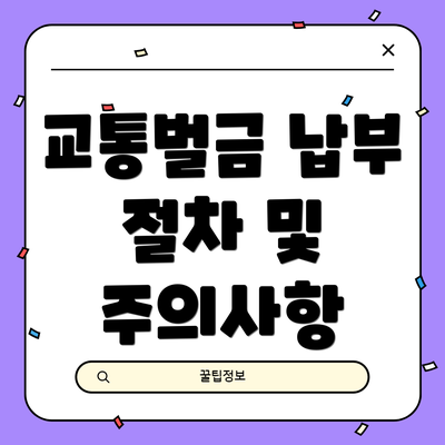 교통벌금 납부 절차 및 주의사항