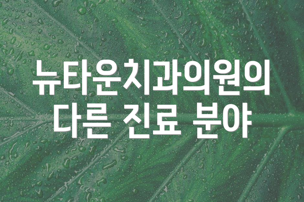 뉴타운치과의원의 다른 진료 분야