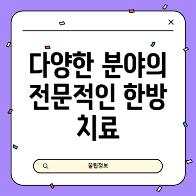 다양한 분야의 전문적인 한방 치료
