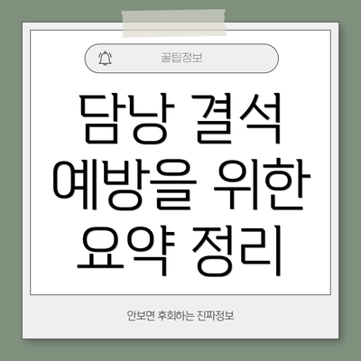 담낭 결석 예방을 위한 요약 정리