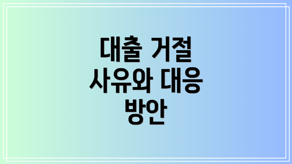 대출 거절 사유와 대응 방안