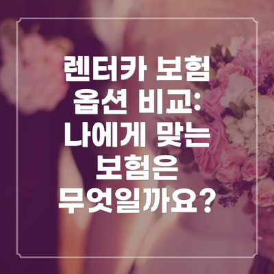 렌터카 보험 옵션 비교: 나에게 맞는 보험은 무엇일까요?