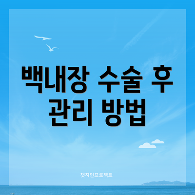 백내장 수술 후 관리 방법