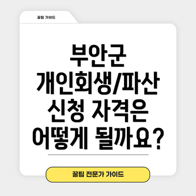 부안군 개인회생/파산 신청 자격은 어떻게 될까요?