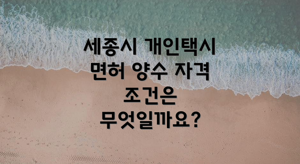 세종시 개인택시 면허 양수 자격 조건은 무엇일까요?