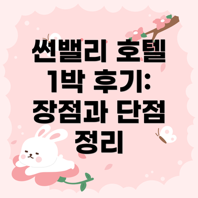 썬밸리 호텔 1박 후기: 장점과 단점 정리