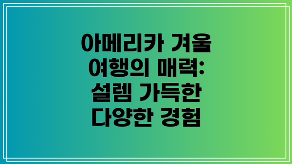 아메리카 겨울 여행의 매력: 설렘 가득한 다양한 경험