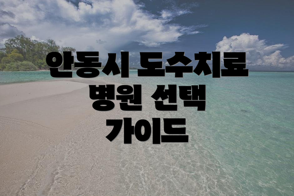 안동시 도수치료 병원 선택 가이드