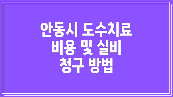 안동시 도수치료 비용 및 실비 청구 방법