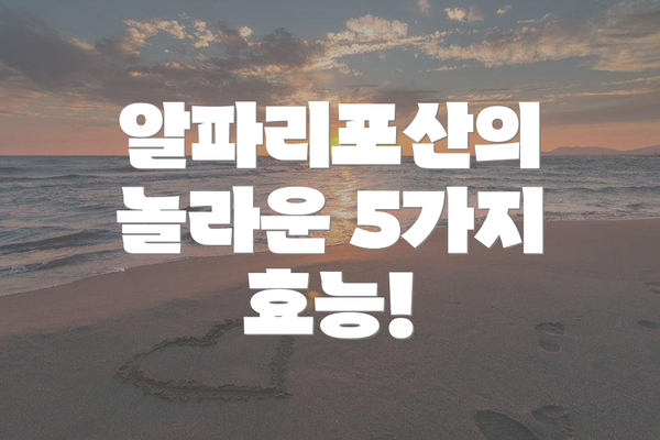 알파리포산의 놀라운 5가지 효능!
