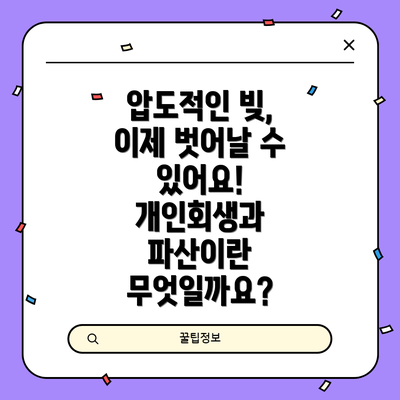 압도적인 빚, 이제 벗어날 수 있어요! 개인회생과 파산이란 무엇일까요?