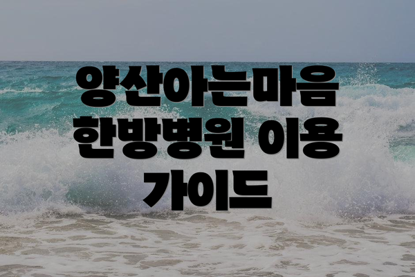양산아는마음 한방병원 이용 가이드
