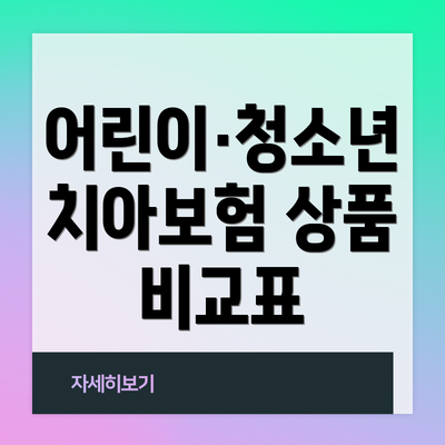 어린이·청소년 치아보험 상품 비교표