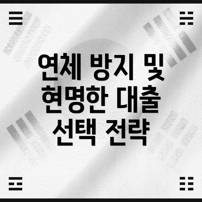 연체 방지 및 현명한 대출 선택 전략