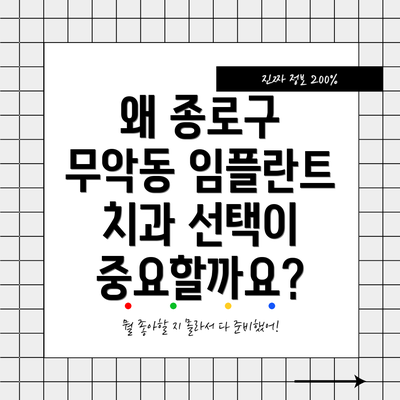 왜 종로구 무악동 임플란트 치과 선택이 중요할까요?