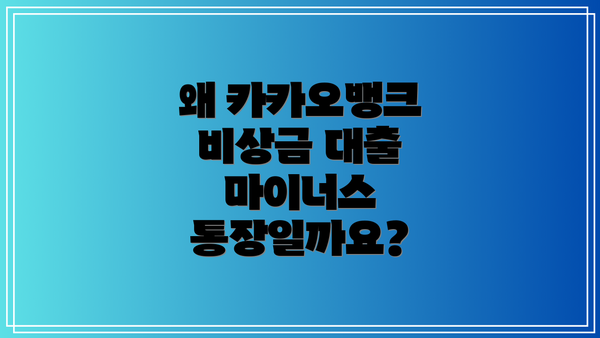 왜 카카오뱅크 비상금 대출 마이너스 통장일까요?