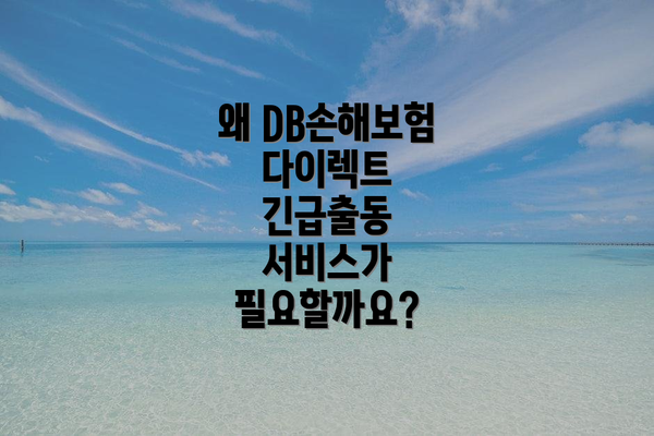 왜 DB손해보험 다이렉트 긴급출동 서비스가 필요할까요?