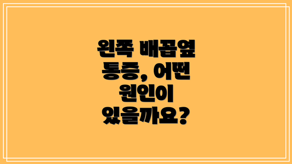 왼쪽 배꼽옆 통증, 어떤 원인이 있을까요?