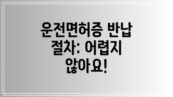 운전면허증 반납 절차: 어렵지 않아요!