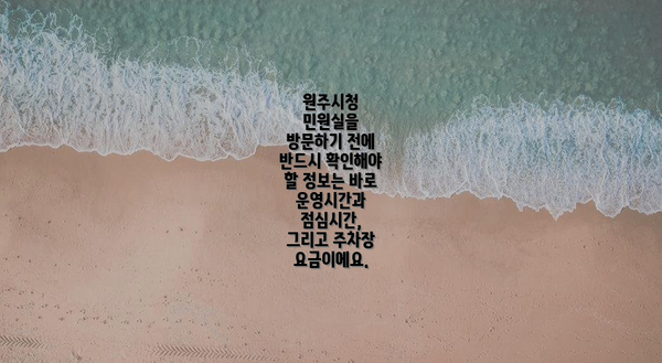 원주시청 민원실을 방문하기 전에 반드시 확인해야 할 정보는 바로 운영시간과 점심시간, 그리고 주차장 요금이에요.