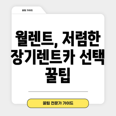 월렌트, 저렴한 장기렌트카 선택 꿀팁