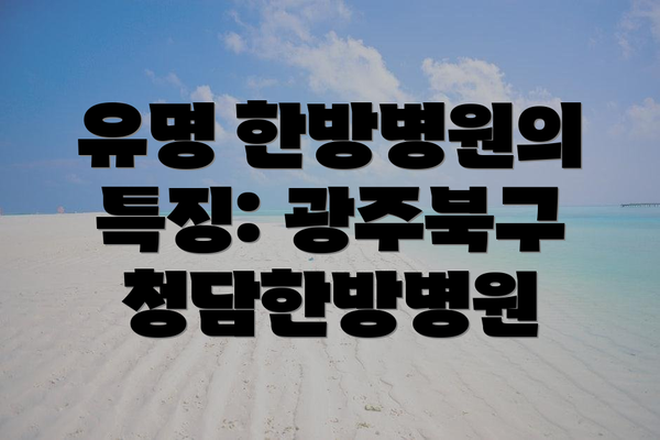 유명 한방병원의 특징: 광주북구청담한방병원