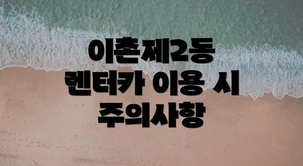이촌제2동 렌터카 이용 시 주의사항