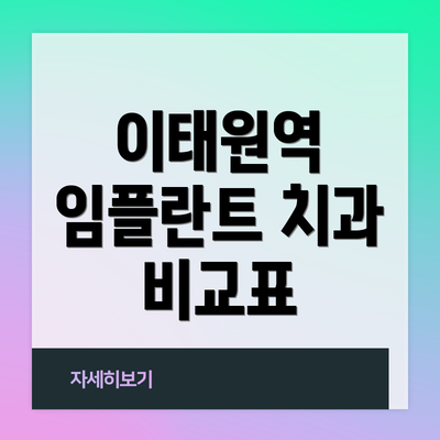 이태원역 임플란트 치과 비교표