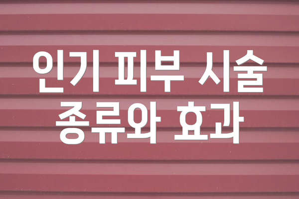 인기 피부 시술 종류와 효과