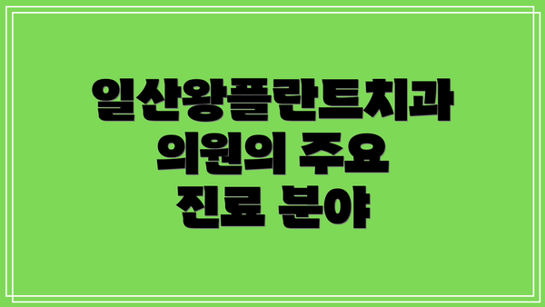일산왕플란트치과의원의 주요 진료 분야