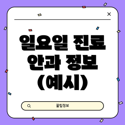 일요일 진료 안과 정보 (예시)